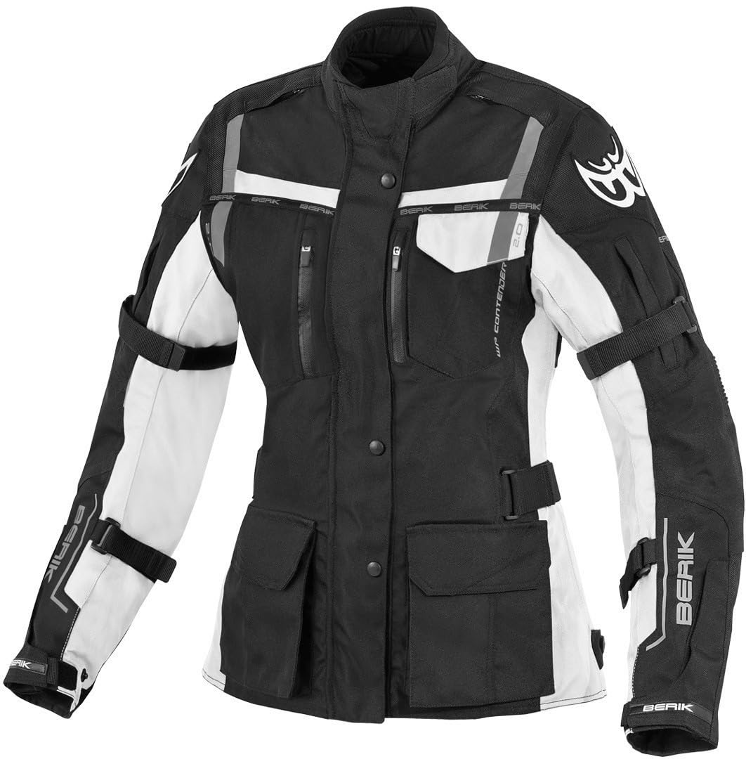 Berik Torino wasserdichte Damen Motorrad Textiljacke, schwarz/weiß, 46 von Berik