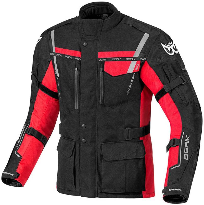 Berik Torino wasserdichte Motorrad Textiljacke, schwarz/rot, 48 von Berik