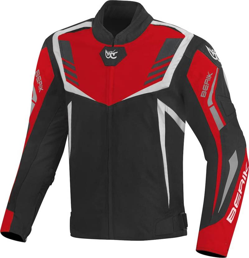 Berik Toronto wasserdichte Motorrad Texiljacke, schwarz/rot/weiß, 54 von Berik