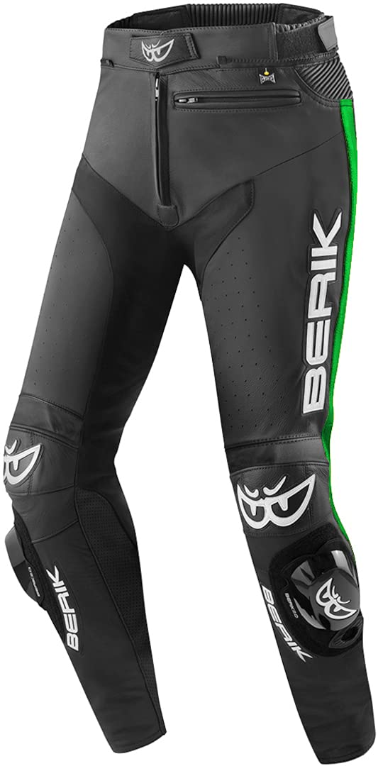 Berik Track Motorrad Lederhose, schwarz/grün, 48 von Berik