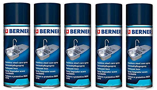 5 x Berner Edelstahl-Pflege Spray INOX (5 x 400ml) *****5 x Speziall Reinigunger für Alles aus Edelstahl***** von Berner