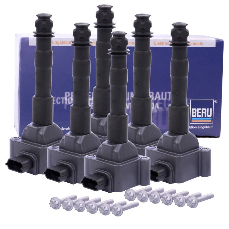 6x Original BERU Zündspule Stabzündspule inkl. Zündkerzenstecker von Beru AG