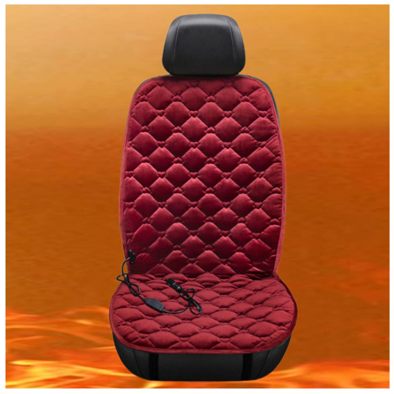 12V Auto Sitzheizung 12v, Schnelle ErwäRmung, Bequem Und Atmungsaktiv, rutschfest Car Seat Cover, füR Auto, Home Office,red-Singleseater von BesBet