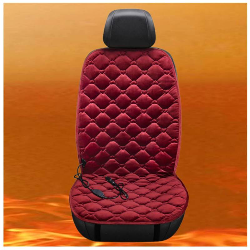 12V Auto Sitzheizung 12v, Schnelle ErwäRmung, Bequem Und Atmungsaktiv, rutschfest Car Seat Cover, füR Auto, Home Office,red-Singleseater von BesBet