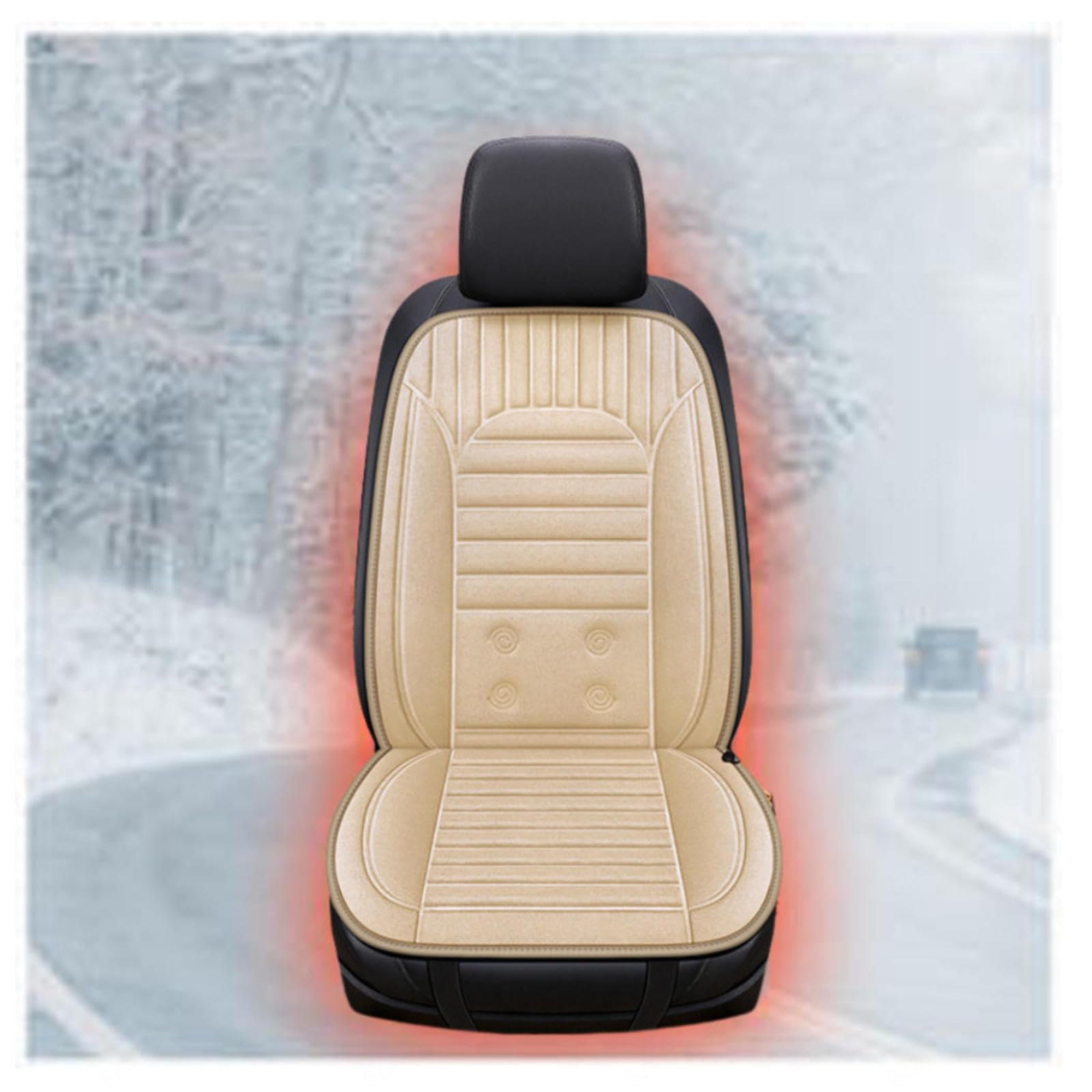 12V Auto Sitzheizung Auflage, Dreistufige Heizung, rutschfest Und VerschleißFest, Warm AutositzbezüGe Set Universal, Passend füR Die Meisten Autos 44131016,Beige-Singleseater von BesBet