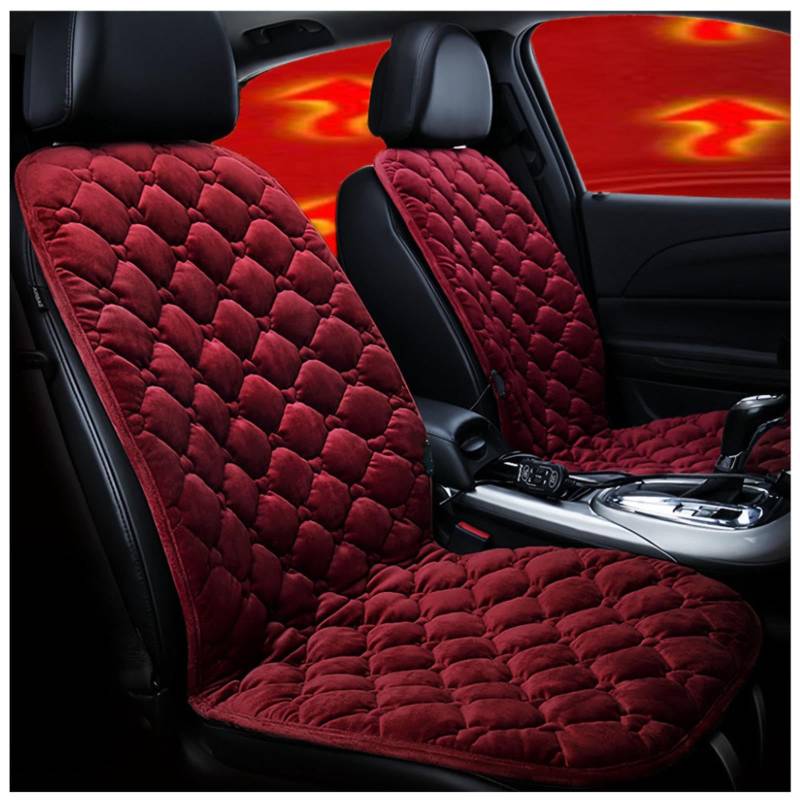 12V Auto Sitzheizung Auflage, Schnelle ErwäRmung, Bequem Und Atmungsaktiv, rutschfest Autositzschoner Vordersitz, füR Home, Office Chair and More,red-Doubleseater von BesBet