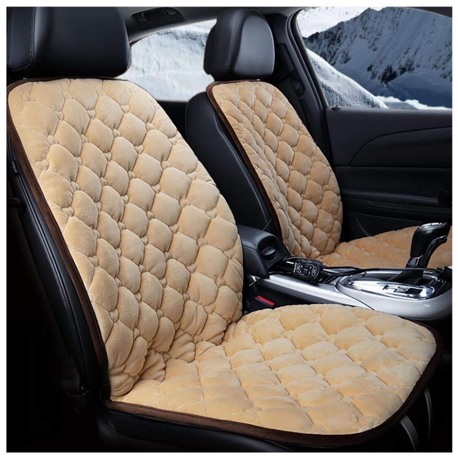 12V Sitzauflage Auto Beheizbar, 65 °C Konstante WäRmeleitung, rutschfest Sitzheizung Matte Auto NachrüSten, Compatible with 95% of Cars,beige-Doubleseater von BesBet