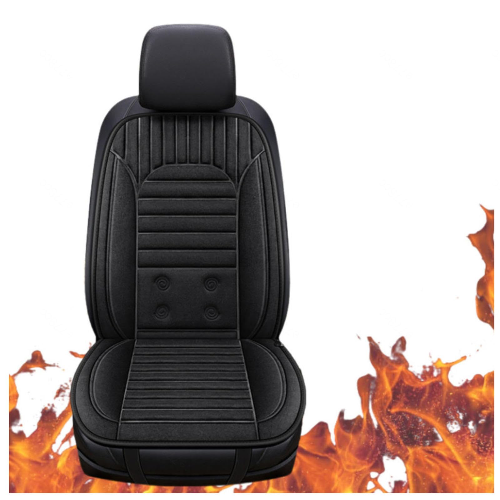 12V Sitzauflage Auto Beheizbar, rutschfest Und VerschleißFest, Einstellbare Temperatur, 30 °C–65 °C Sitzschoner Auto Vordersitze, füR Home, Office Chair and More,Black-Singleseater von BesBet