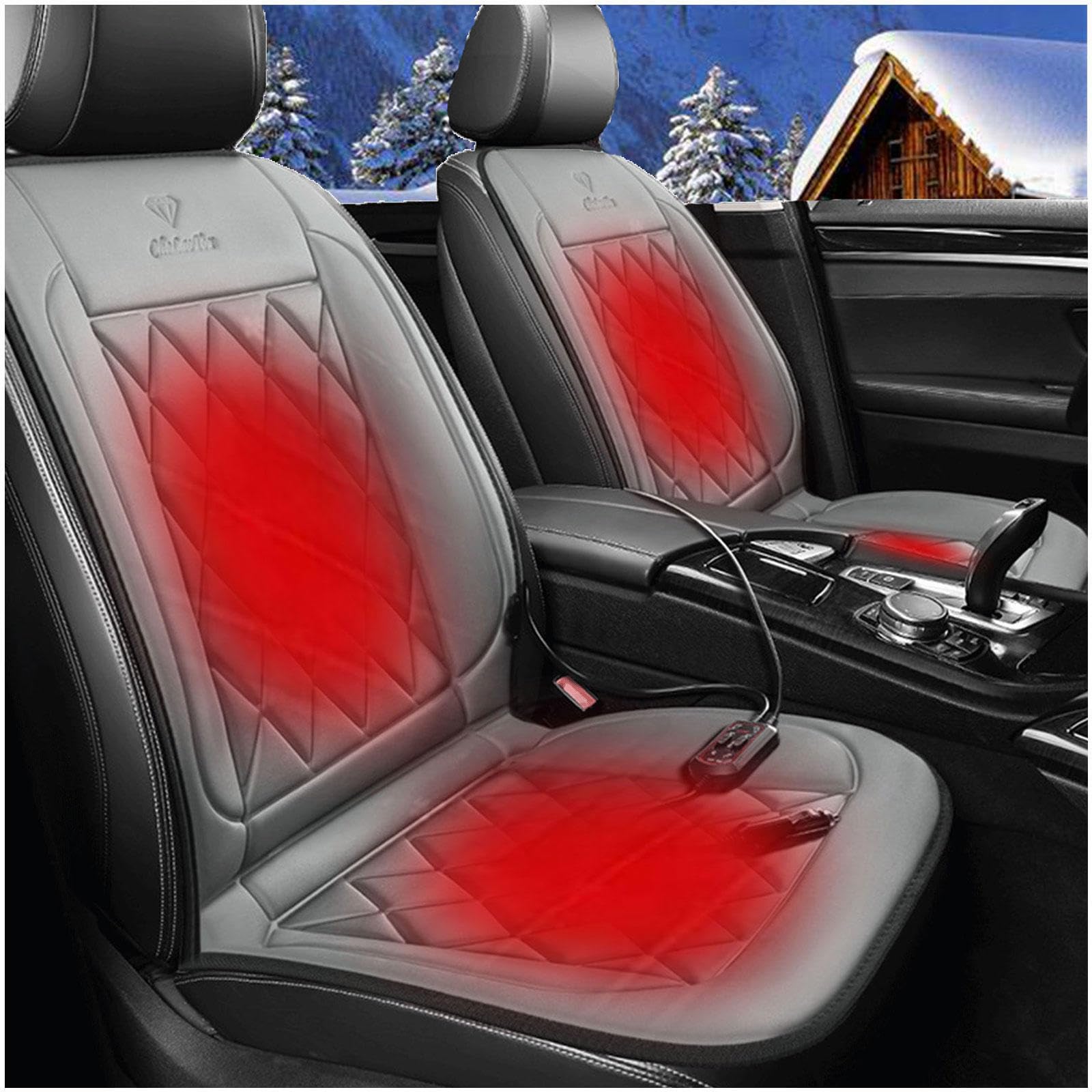 12V Sitzheizung Auto, Schnelle ErwäRmung, Bequem Und Atmungsaktiv, rutschfest Car Seat Cover, Passend füR Die Meisten Autos,Gray von BesBet