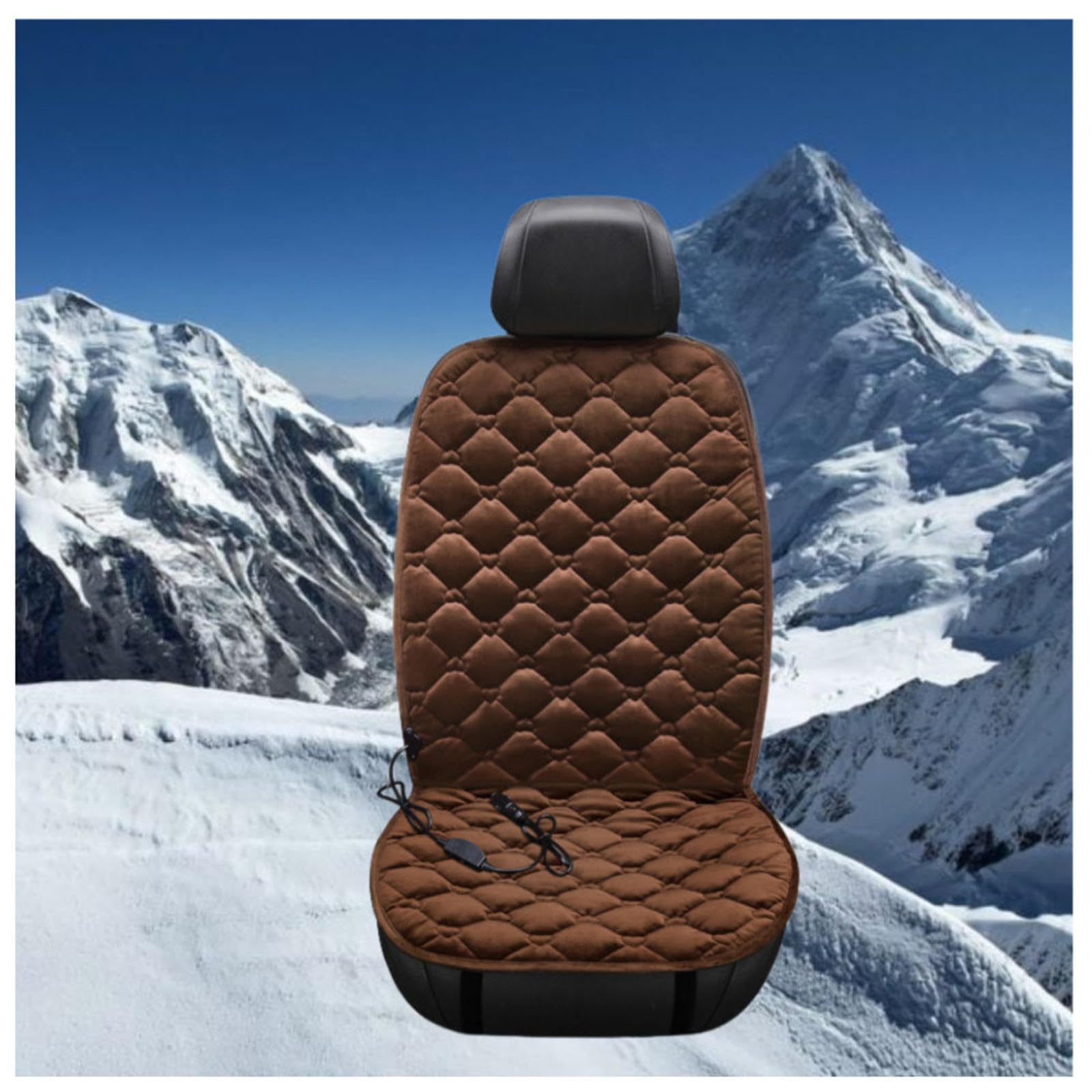 12V Sitzheizung Auto Auflage 12v, 65 °C Konstante WäRmeleitung, rutschfest Car Seat Cover, Passend füR Die Meisten Autos,Brown-Singleseater von BesBet