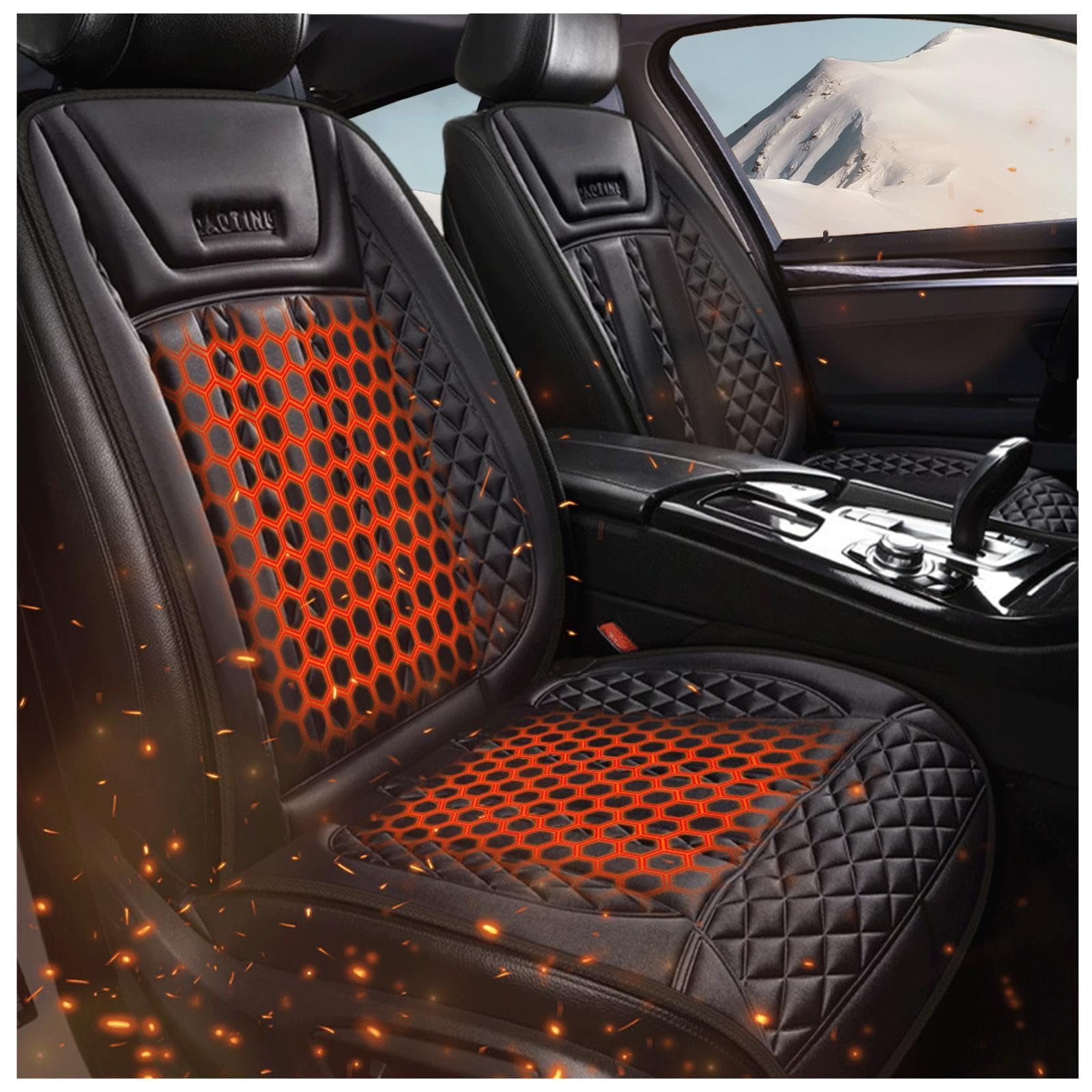 12v Sitzheizung Auto Auflage, Stromschutz Intelligente Steuerung Auto Sitzbezüge rutschfest Warm Car Seat Protector Passend für Die Meisten Autos,E-2Packung von BesBet