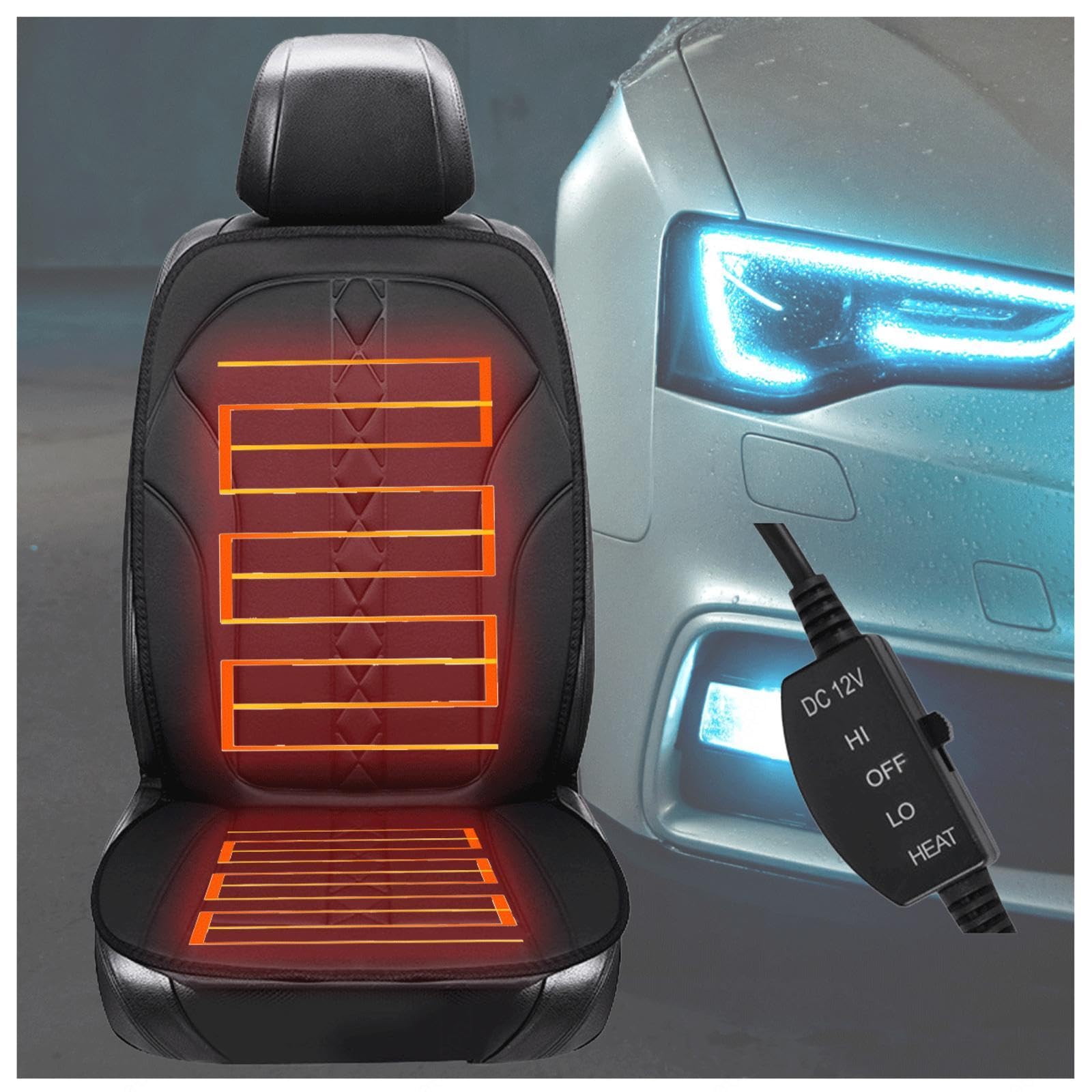 Auto Kissen Sitz, Intelligente Steuerung,Schnelles Aufheizen Car Seat Heater, Bequem Universell Sitzmatte, Passend für Fahrersitz,2Packung von BesBet