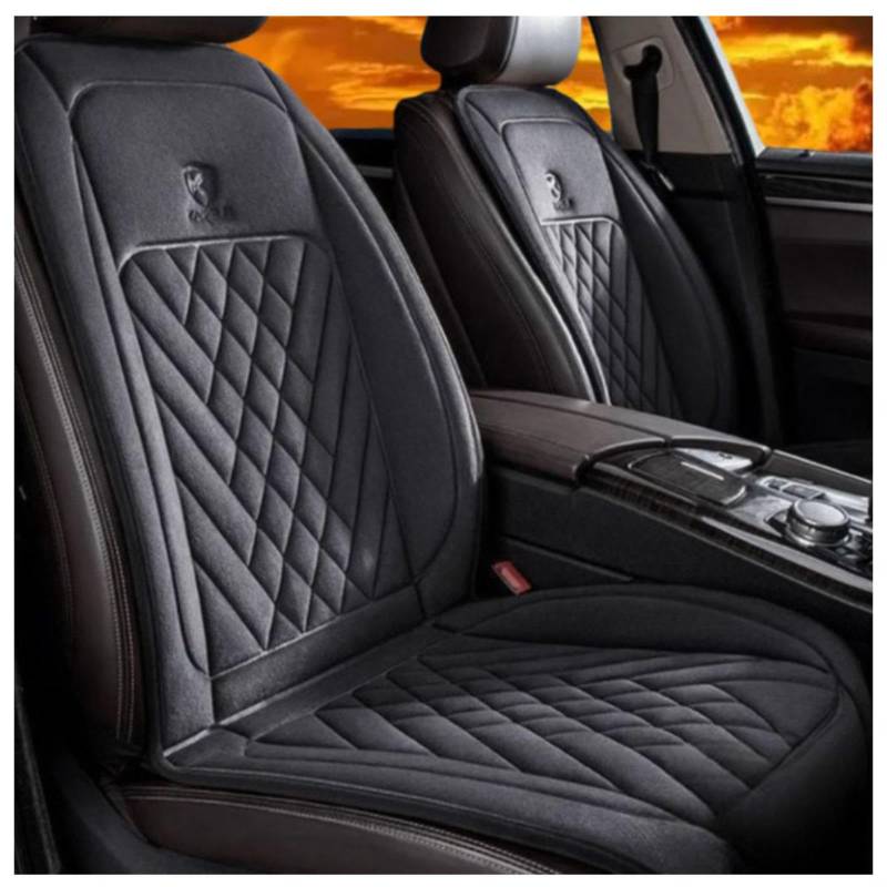 Beheizbare Sitzauflage Auto, Intelligenter Steuerstromschutz Sitzschutz Auto Bequem Universell Sitzheizung Auto Auflage Geschenk,Meine Herren,Black-2PCS von BesBet