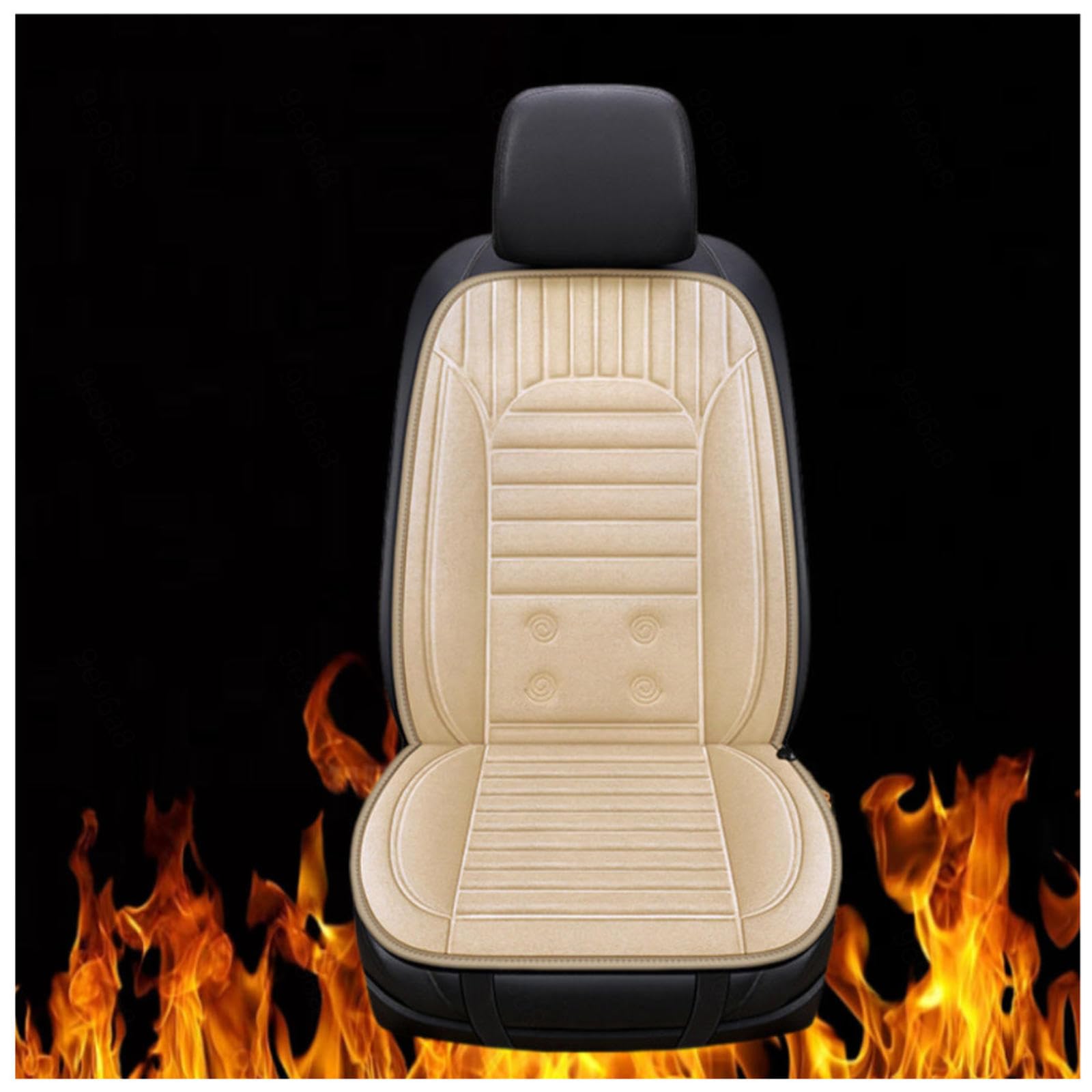 BesBet 12V Auto Beheizbare Sitzauflage, Dreistufige Heizung, rutschfest Und VerschleißFest, Warm Universal SitzbezüGe füR Auto, Compatible with 95% of Cars,Beige-Singleseater von BesBet