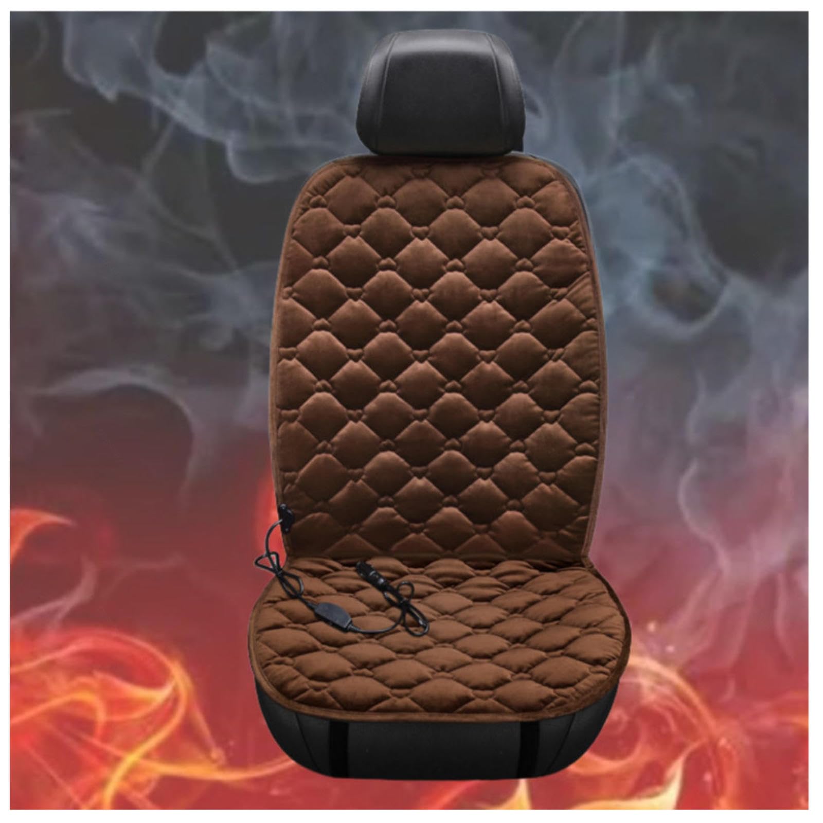 BesBet 12V Auto Sitzheizung Auflage, 65 °C Konstante WäRmeleitung, rutschfest Autositzschoner Vordersitz, füR Den Einsatz Im Auto Geeignet,Brown-Singleseater von BesBet