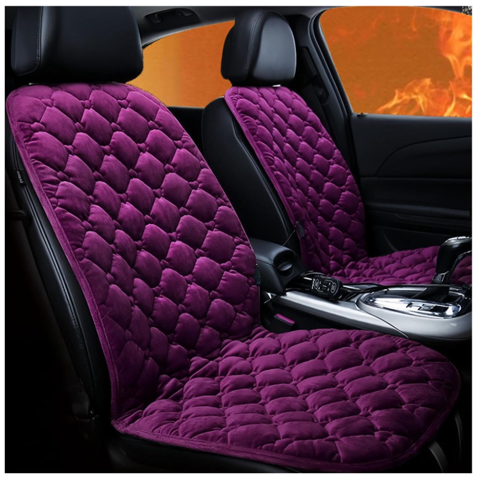 BesBet 12V Auto Sitzheizung Auflage, 65 °C Konstante WäRmeleitung, rutschfest Sitzschoner Auto Vordersitze, Compatible with 95% of Cars,Purple-Doubleseater von BesBet