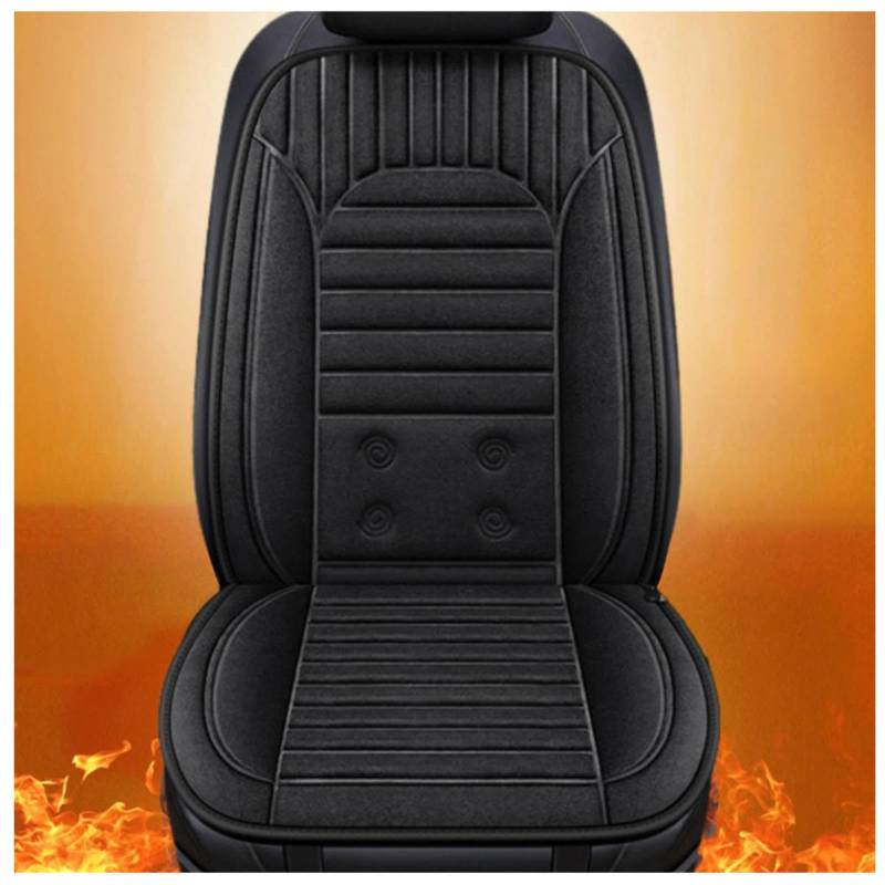 BesBet 12V Auto Sitzheizung Auflage, Einstellbare Temperatur, GleichmäßIge Wabenheizung, rutschfest Car Seat Cover, füR Home Office Fahrzeuge,BüRo,Black-Singleseater von BesBet