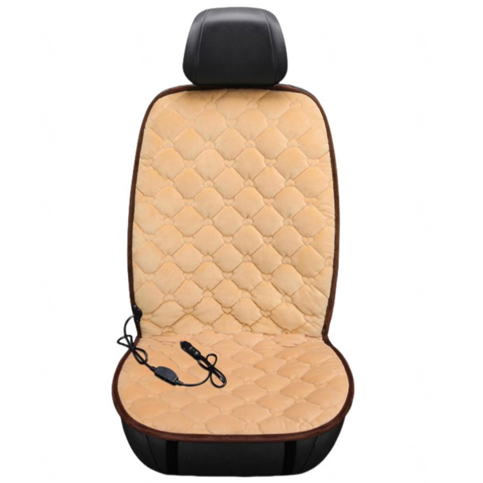 BesBet 12V Beheizbare Sitzauflage, Dreistufige Heizung, rutschfest Und VerschleißFest, Warm Car Seat Cover, füR Fahrzeuge,BüRo,beige-Singleseater von BesBet