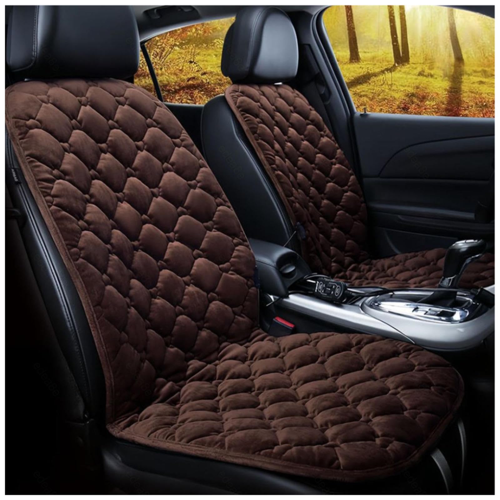 BesBet 12V Beheizbare Sitzauflage Auto, Dreistufige Heizung, rutschfest Und VerschleißFest, Warm Car Seat Cover, füR Den Einsatz Im Auto Geeignet,Brown-Doubleseater von BesBet