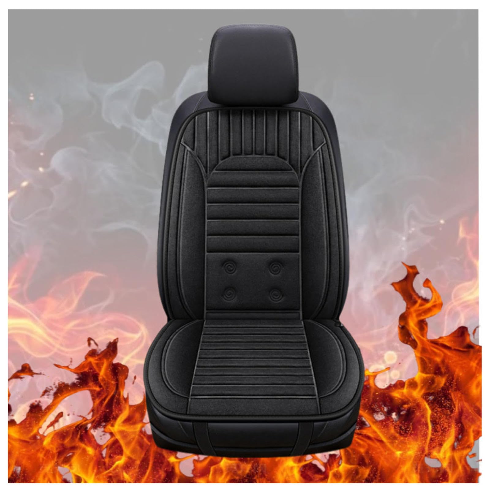 BesBet 12V Beheizbare Sitzauflage Auto 12v, Dreistufige Heizung, Leistungsschutz, rutschfest Und VerschleißFest Car Seat Cover, füR Home Office Fahrzeuge,BüRo,Black-Singleseater von BesBet