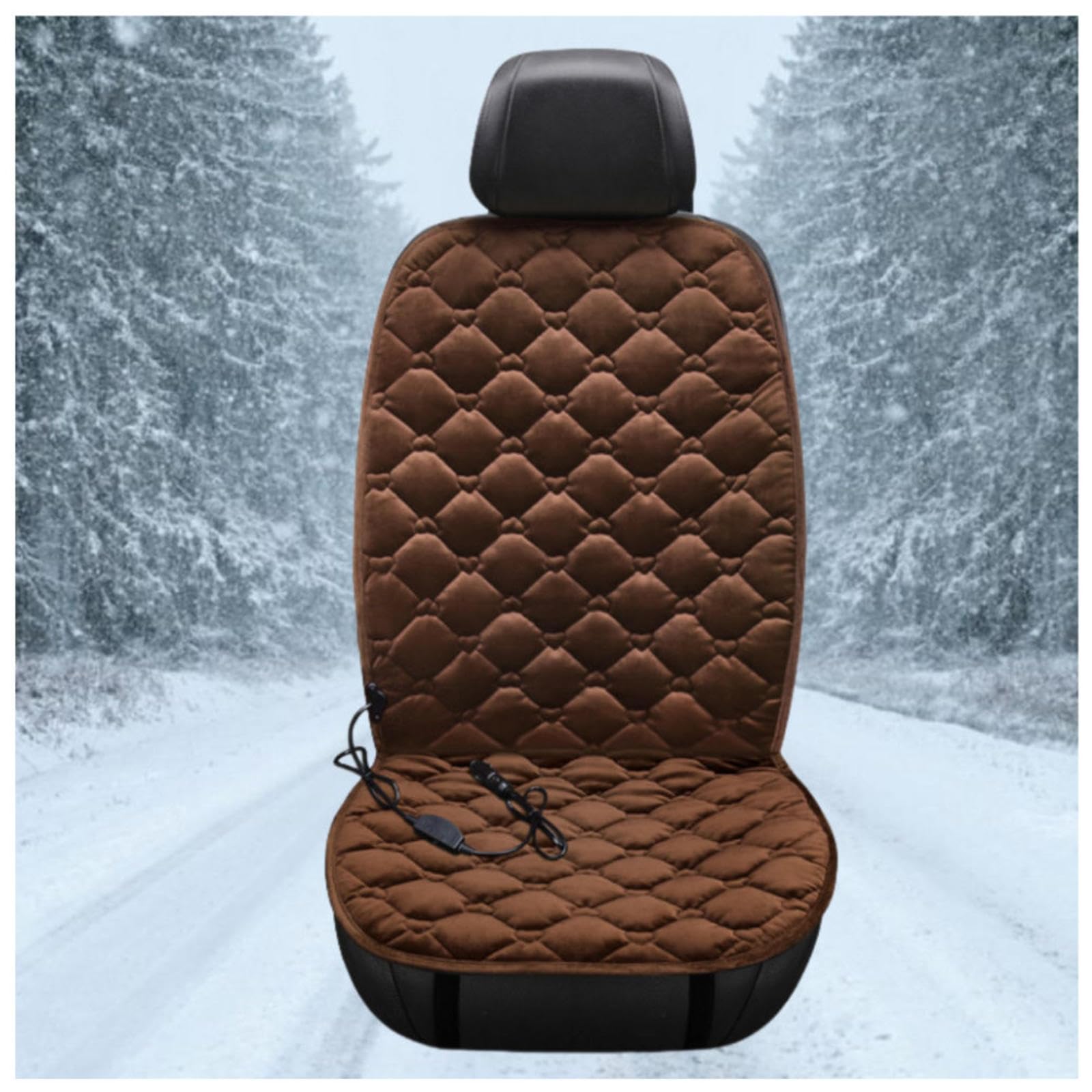 BesBet 12V Sitzheizung, Einstellbare Temperatur, GleichmäßIge Wabenheizung, rutschfest Car Seat Cover, füR Stuhl,Auto,Home Office,Brown-Singleseater von BesBet