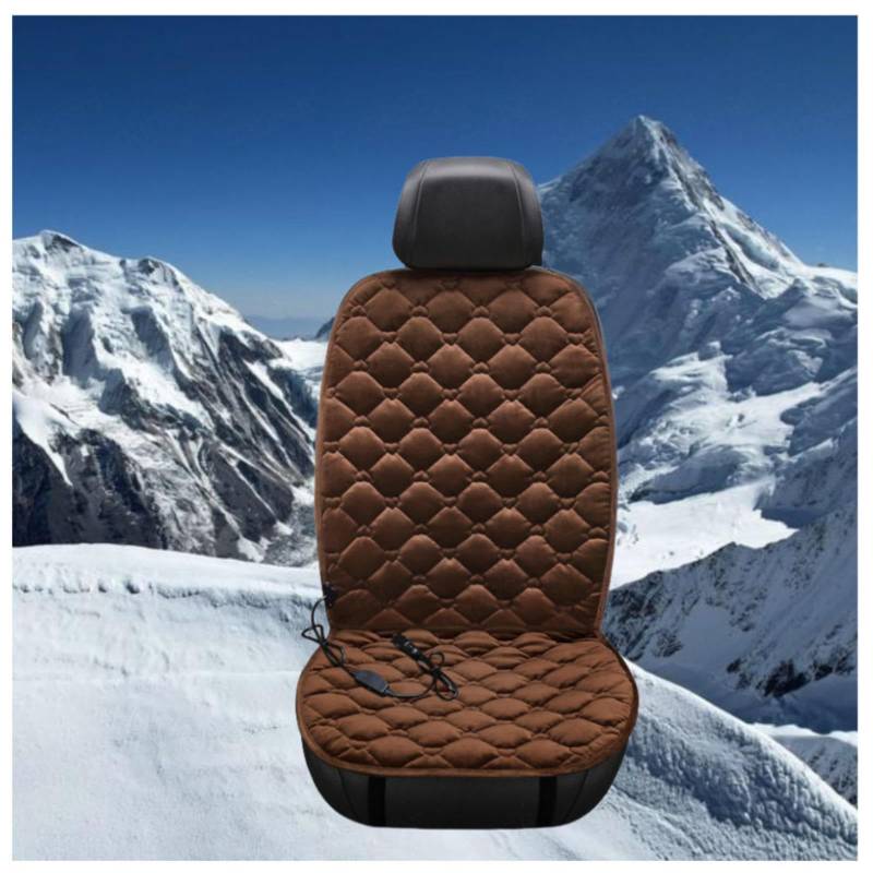 BesBet 12V Sitzheizung Auflage, Dreistufige Heizung, rutschfest Und VerschleißFest, Warm Car Seat Cover, füR Den Einsatz Im Auto Geeignet,Brown-Singleseater von BesBet