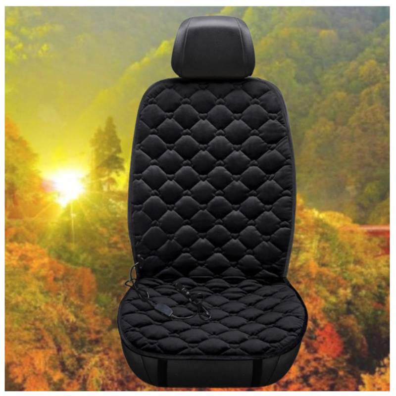 BesBet 12V Sitzheizung Auto, DREI Temperaturstufen Einstellbar, GleichmäßIge Wabenheizung Car Seat Cover, füR Home Office Fahrzeuge,BüRo,Black-Singleseater von BesBet