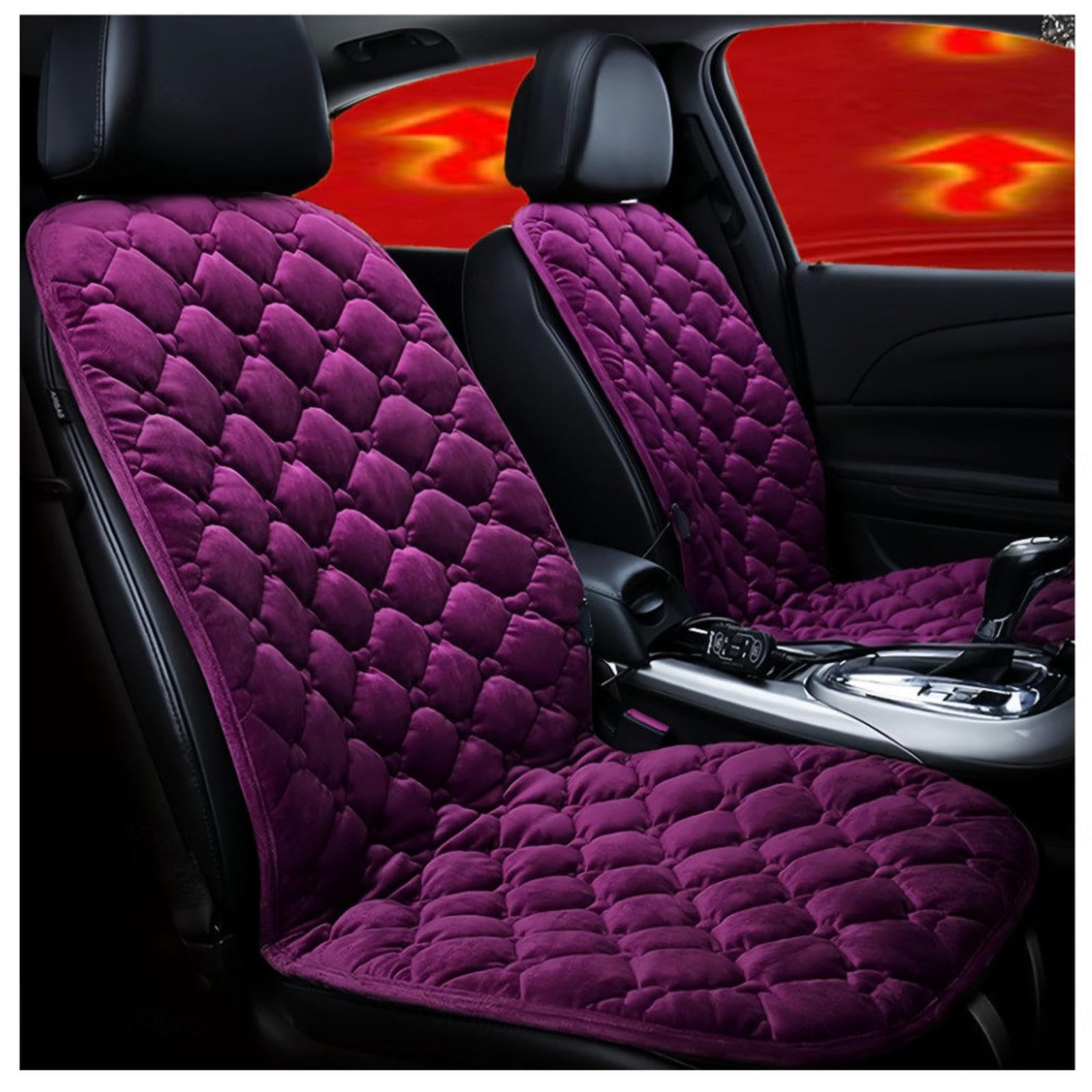 BesBet 12V Sitzheizung Auto, Dreistufige Heizung, Leistungsschutz, rutschfest Und VerschleißFest AutositzbezüGe Set Universal, Compatible with 95% of Cars,Purple-Doubleseater von BesBet