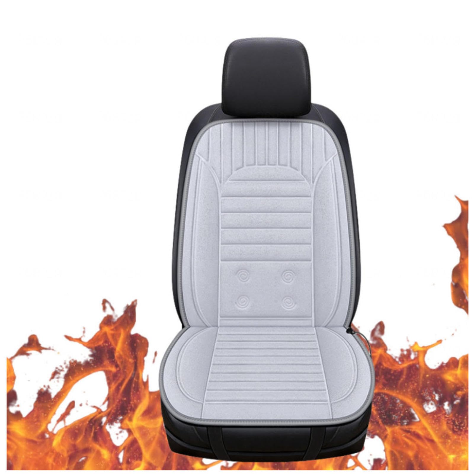 BesBet 12V Sitzheizung Auto Auflage, Dreistufige Heizung, Leistungsschutz, rutschfest Und VerschleißFest Car Seat Cover, füR Den Einsatz Im Auto Geeignet,Gray-Singleseater von BesBet