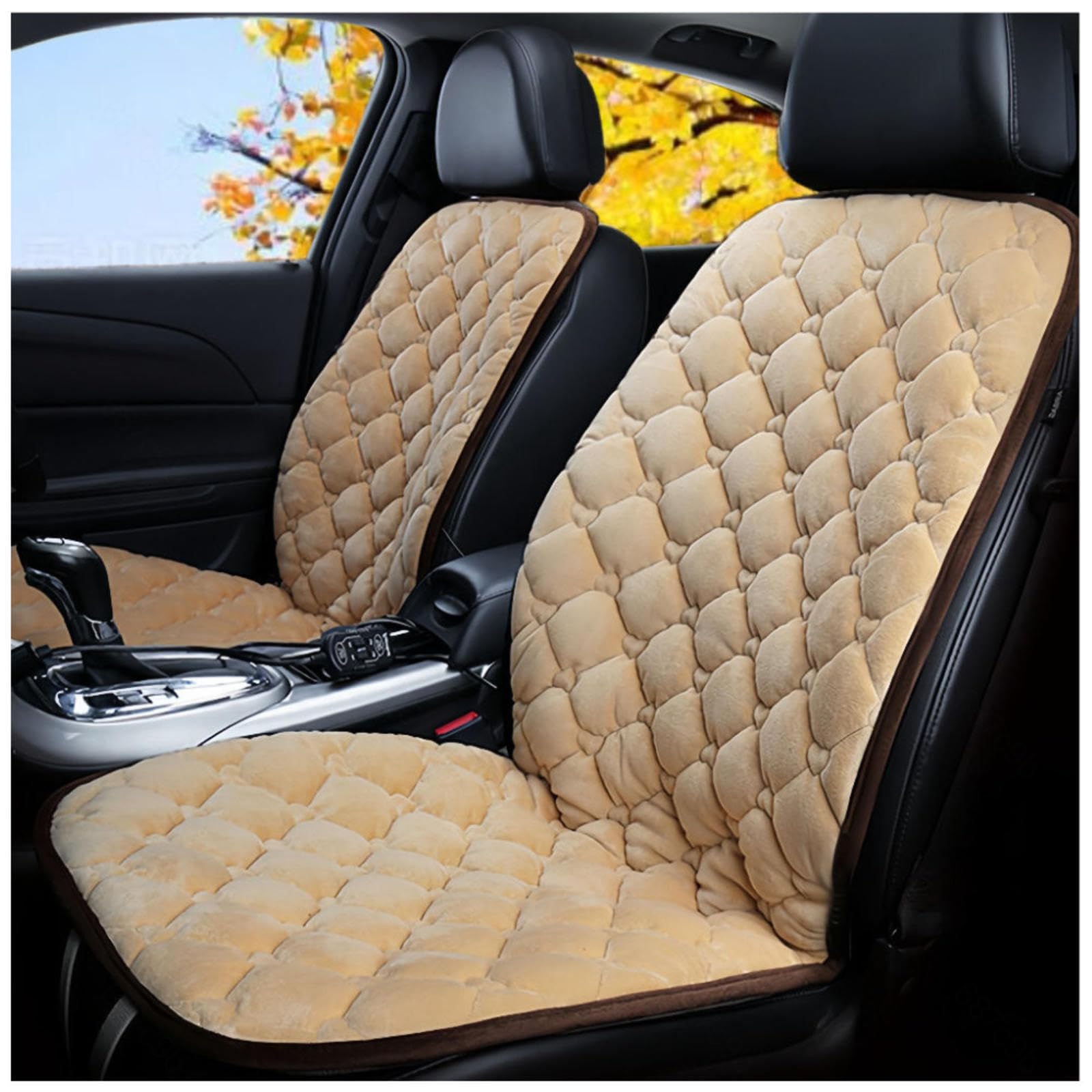 BesBet 12V Sitzheizung Auto Auflage, Dreistufige Heizung, rutschfest Und VerschleißFest, Warm AutositzbezüGe Vordersitze, Compatible with 95% of Cars,beige-Doubleseater von BesBet