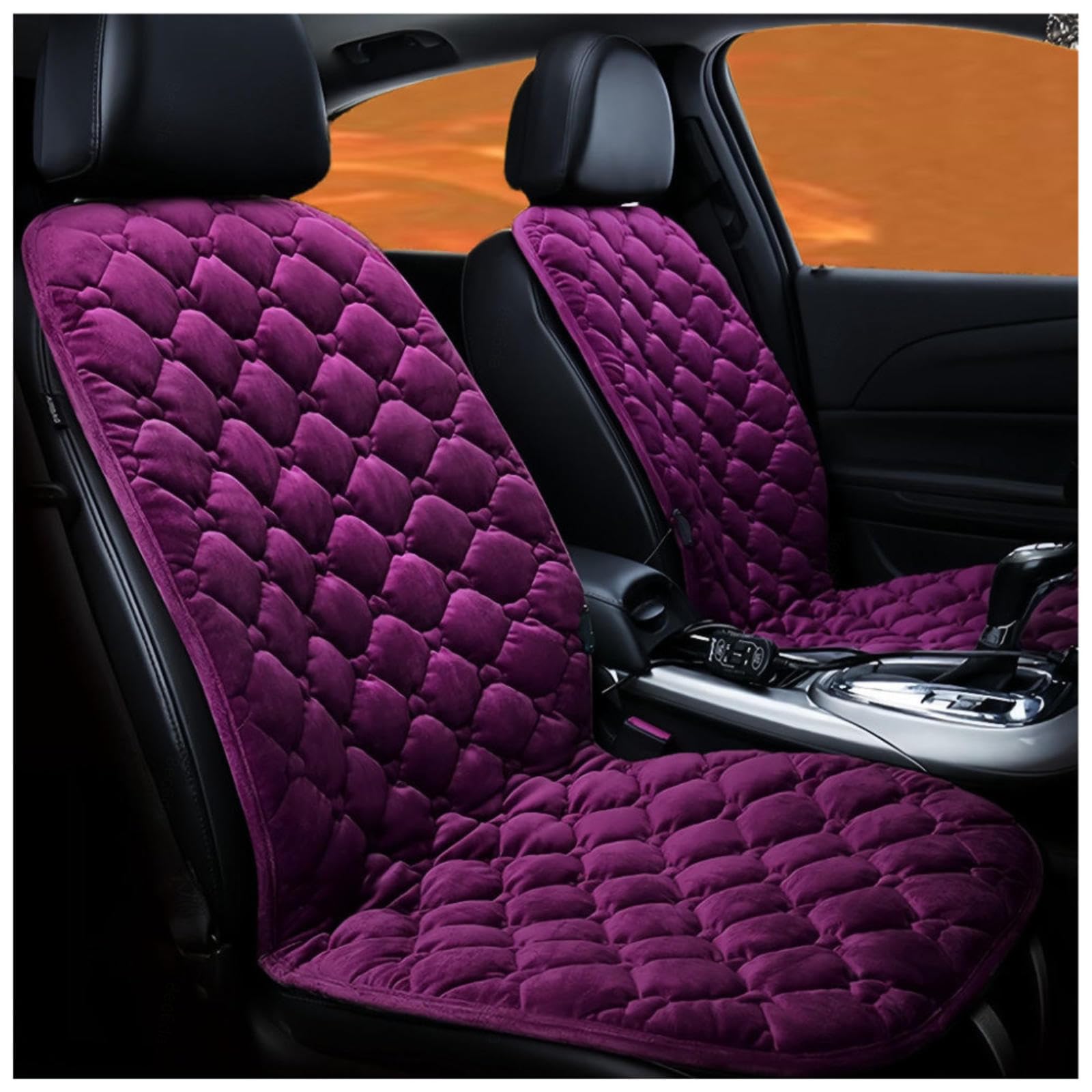 BesBet 12V Sitzheizung Auto Auflage, Dreistufige Heizung, rutschfest Und VerschleißFest, Warm Sitzschoner Auto, füR Home Office Fahrzeuge,BüRo,Purple-Doubleseater von BesBet