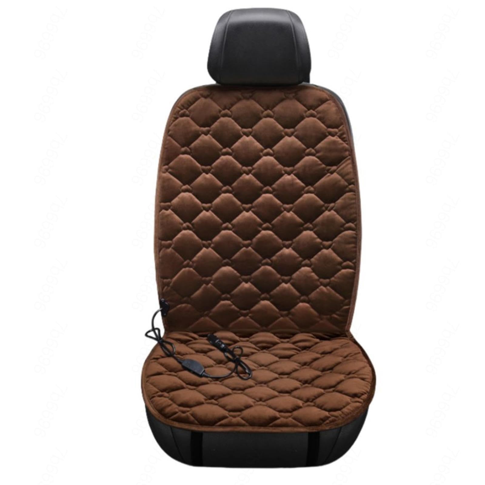 BesBet 12V Sitzheizung Auto Auflage 12v, rutschfest Und VerschleißFest, Einstellbare Temperatur, 30 °C–65 °C Car Seat Cover, füR Home Office Fahrzeuge,BüRo,Brown-Singleseater von BesBet