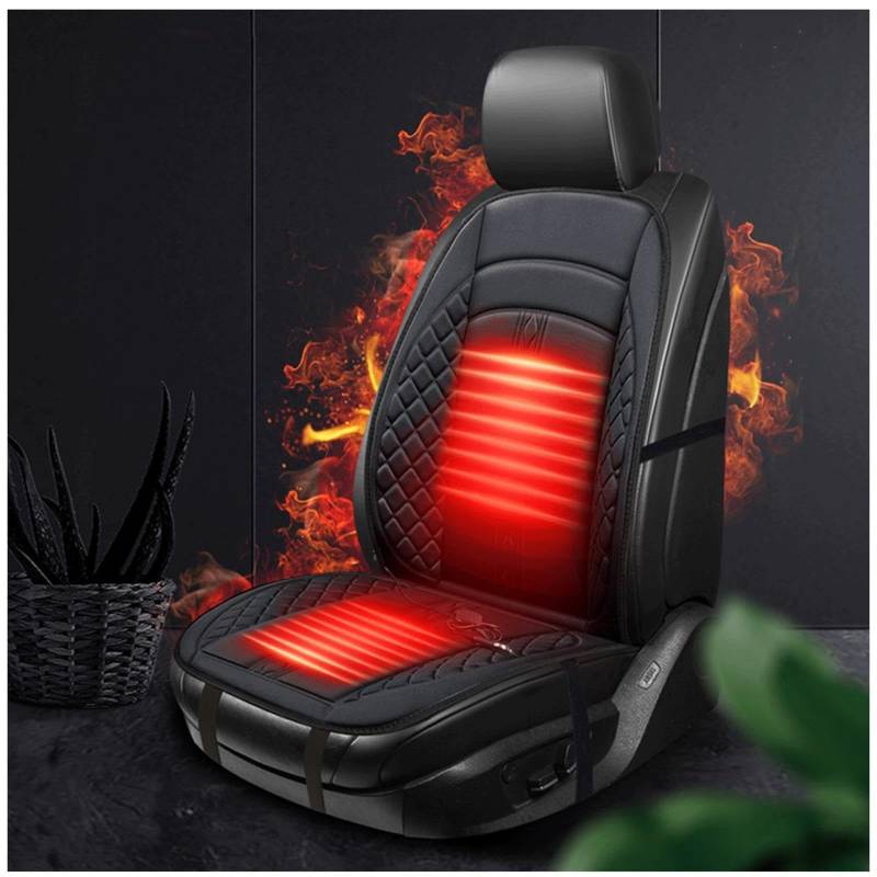 BesBet 12v Sitzheizung für Auto, Zigarettenanzünder,Zwei Ebenen Sitzschutz Auto Rückenlehne Universeller Komfort Car Seat Protector Autositz,2PCS von BesBet