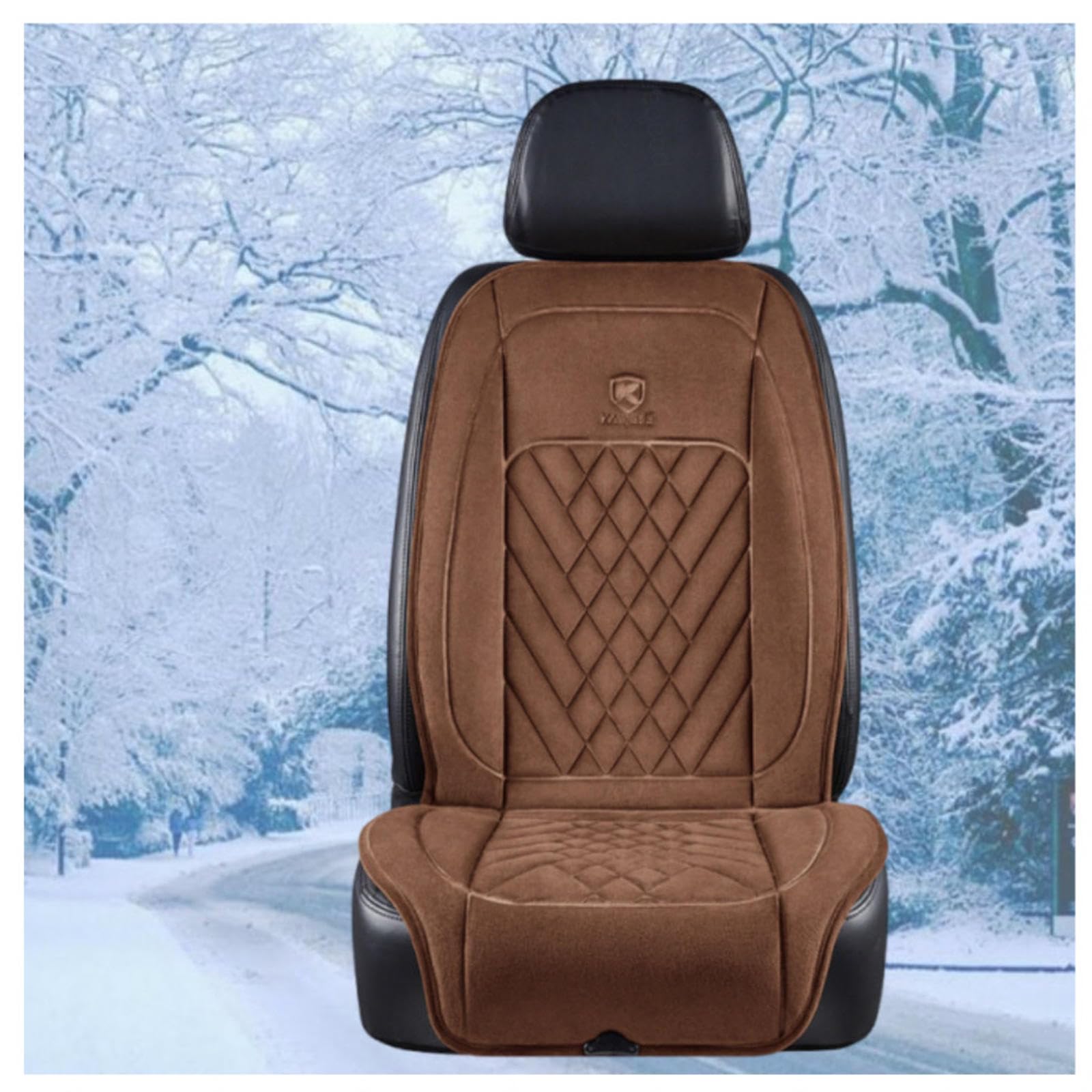 BesBet Sitzheizung Auto Auflage, Power Protection Einstellbare Temperatur Sitzauflage für Auto Gemütlich Warm Sitzauflage Auto Vordersitze Zum Fahren Geeignet,brown-1PCS von BesBet