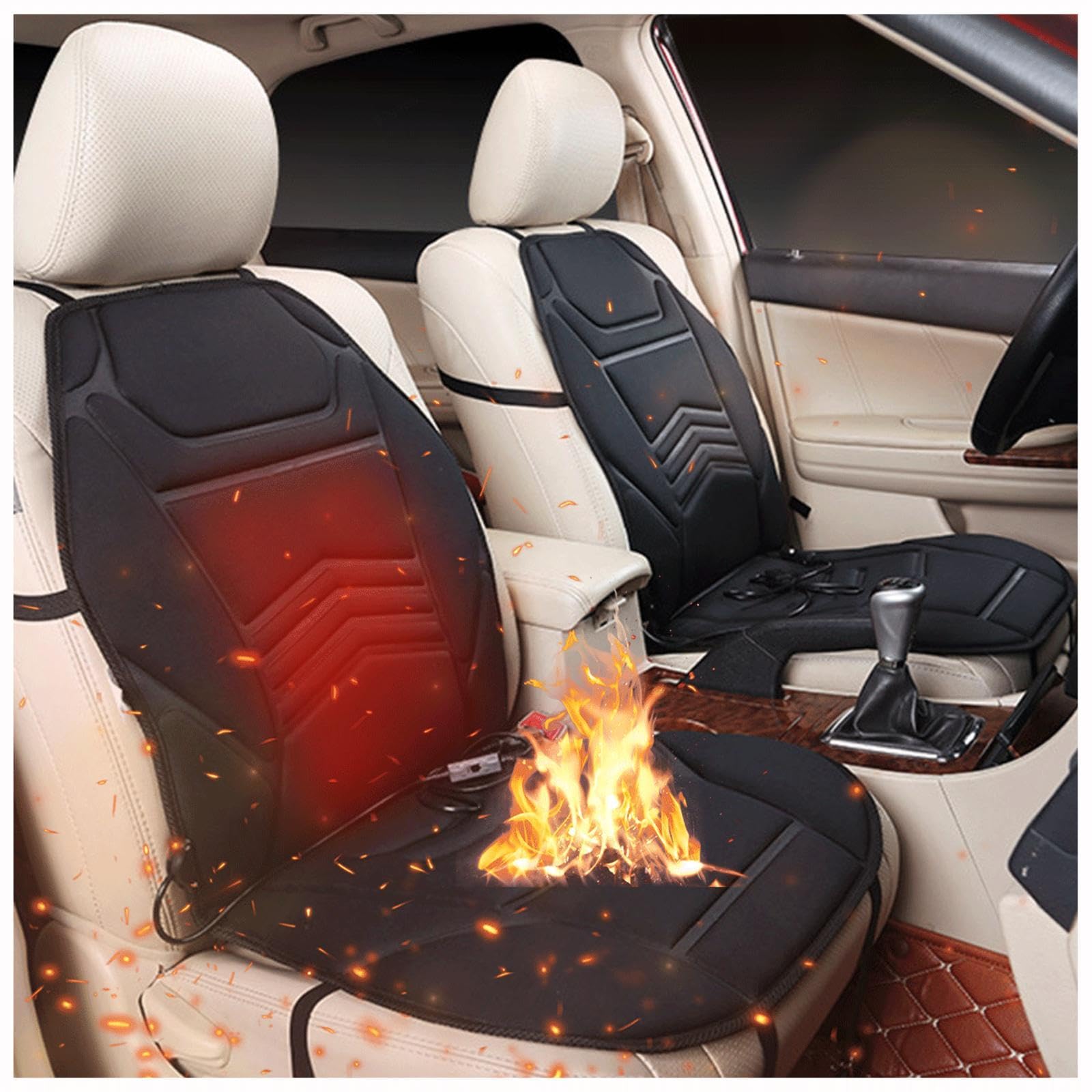 Sitzauflage Auto Heizung, Zigarettenanzünder,Intelligente Steuerung Sitzschoner Auto Vordersitze Professionell Warm Sitzkissen für Auto Damen Geschenk,2PCS von BesBet