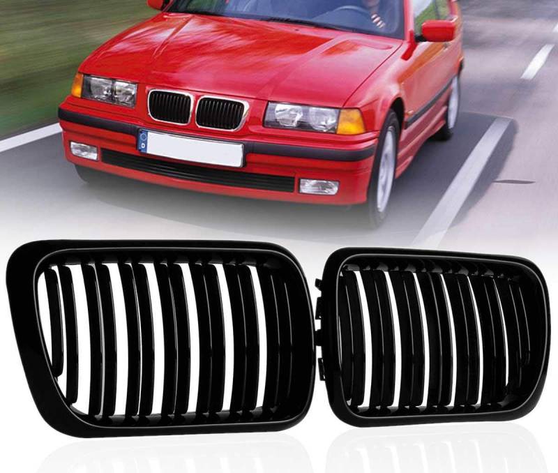 E36 3er-Serie 318i 323ic 328i 323i 97–99 Kühlergrill, glänzend, Schwarz, 1 Paar von Beside_Auto