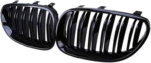 Kühlergrill E60 E61 5 Serie 04–09 glänzend schwarz Sport Nieren Double Line Front Grill - Paar von Beside_Auto