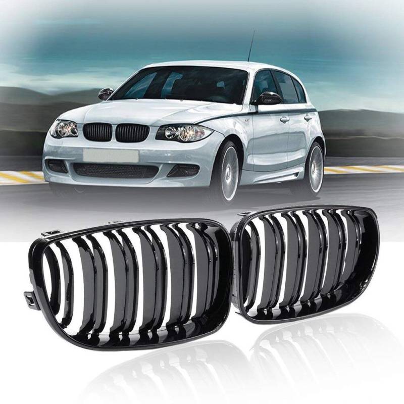 Kühlergrill für E81, E82, E87, E88, LCI 2008-2011, Schwarz, glänzend, 2 Stück von Beside_Auto