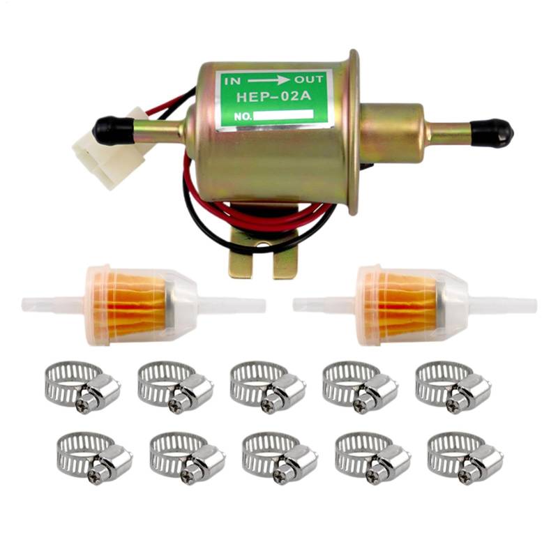 Besreey Inline-Pumpe, elektrische Pumpe - 12V verstellbares Rasenmäherpumpen-Set - Langlebige Hep-02A Niederdruck-Vergaser-Motorpumpe, Ersatzteile für Rasenmäher von Besreey