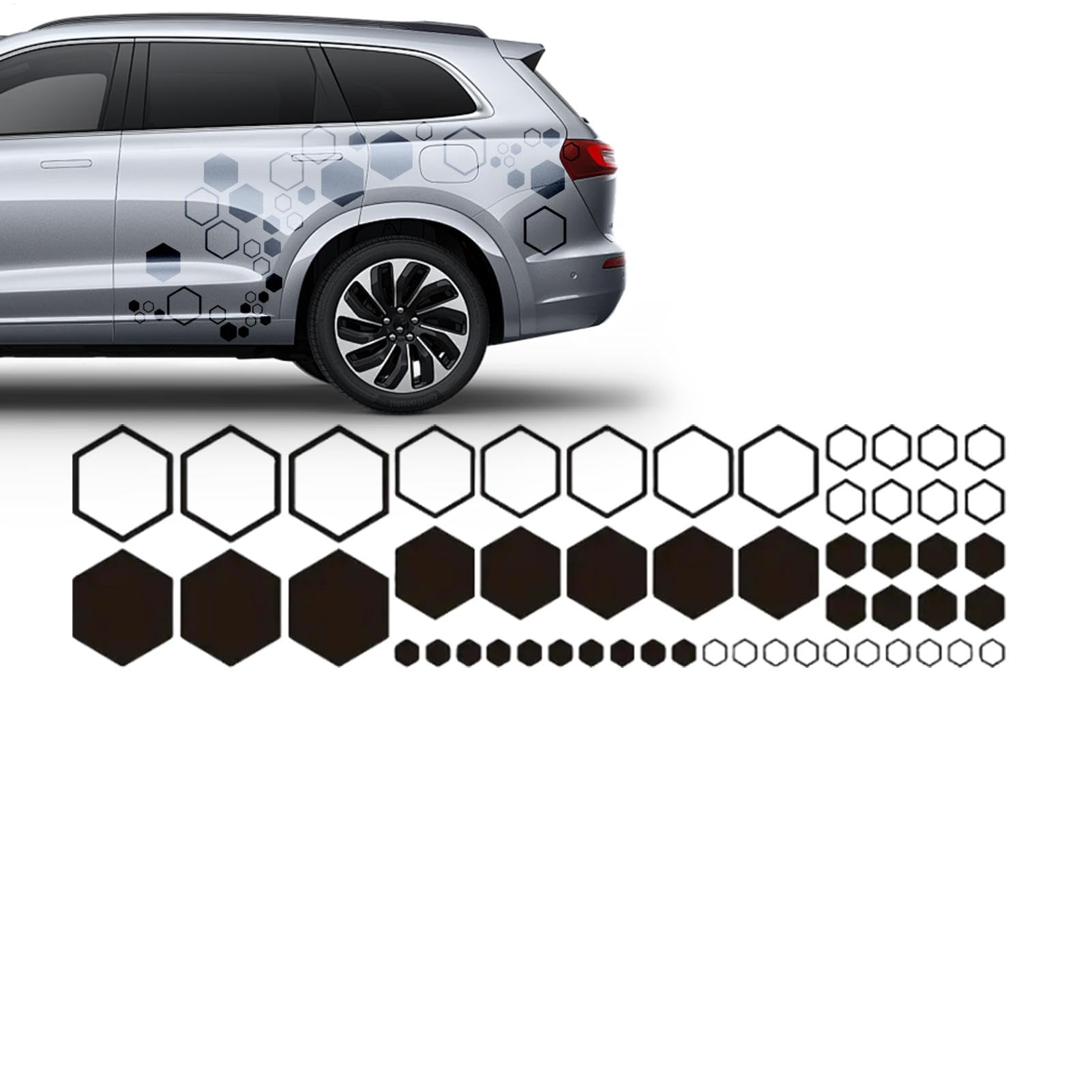 Besreey Waben-Sechseck-Muster-Autoaufkleber,Waben-Autoaufkleber - Wabenmuster-Aufkleber,Sechseckiger geometrischer Musteraufkleber, stilvoller Auto-Seitenkörperaufkleber, modischer von Besreey