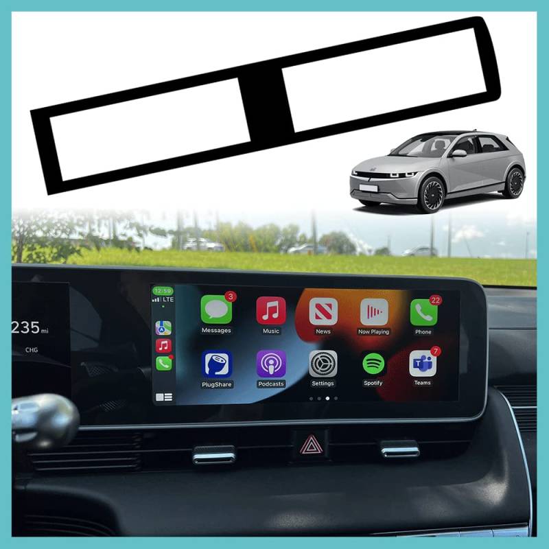 BestEvMod Displayschutzfolie für Ioniq5, Zubehör, Navigation, Touchscreen, Brezel, kompatibel mit Hyundai Ioniq5 2022 Zubehör (LHD) (Gloss Black-Bezel nur) von BestEvMod