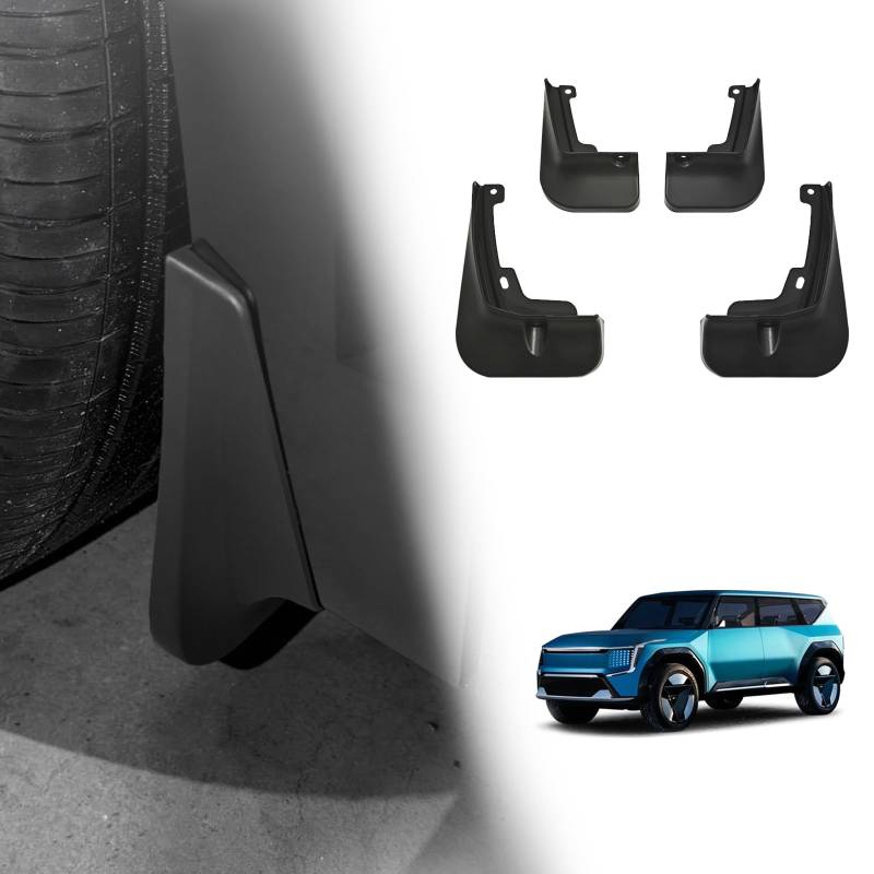 BestEvMod Mud Flaps Splash Guards Kompatibel mit 2024 Kia EV9 Zubehör Splash Fender Winter Fahrzeug Sediment Schmutz Schutz Set von 4 Keine Notwendigkeit, Löcher zu Bohren von BestEvMod