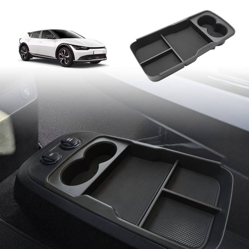 BestEvMod für EV6 Untere Mittelkonsole Organizer Tray Innenraumzubehör Aufbewahrungsbox ABS-Material mit PVC-Verkleidung Kompatibel mit 2022 2023 Kia EV6 Zubehör von BestEvMod