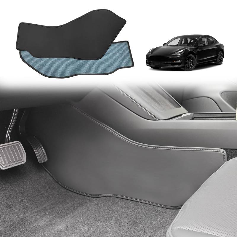 BestEvMod für Refreshed Model 3 Mittelkonsole Seite Anti-Kick-Matte, Staub resistent Protector Cover, Leder Stoff Paste Installation für Tesla 2024 Refreshed Model 3 Highland Zubehör 2PCS (schwarz) von BestEvMod