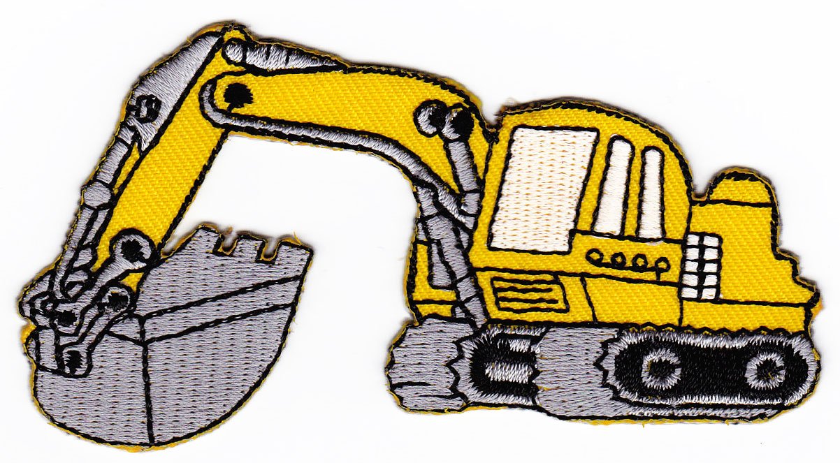 Aufnäher Bügelbild Aufbügler Iron on Patches Applikation Bagger Baustelle von Bestellmich / Aufnäher