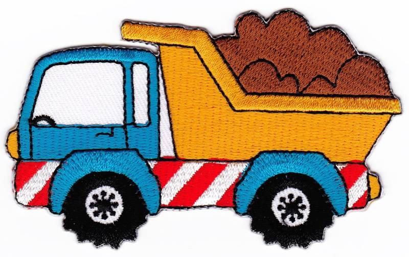 Aufnäher Bügelbild Aufbügler Iron on Patches Applikation Lastwagen LKW Baustelle von Bestellmich / Aufnäher