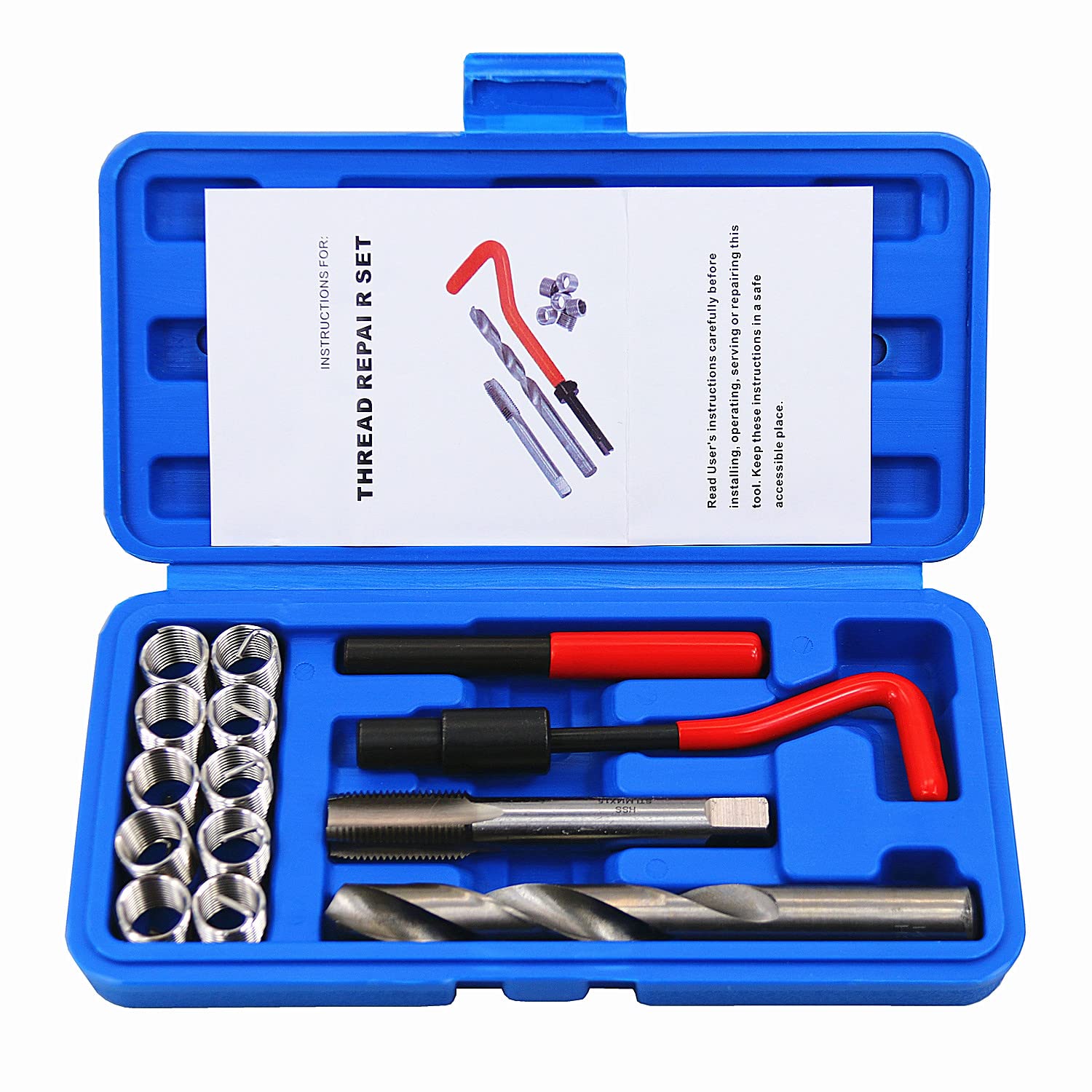 BestsQ 14 Stück Gewindereparatursatz Bohrer Helicoil Repair Kit Kompatibel Handwerkzeug Set für Auto Reparatur Größe:M14x1.5 von BestsQ