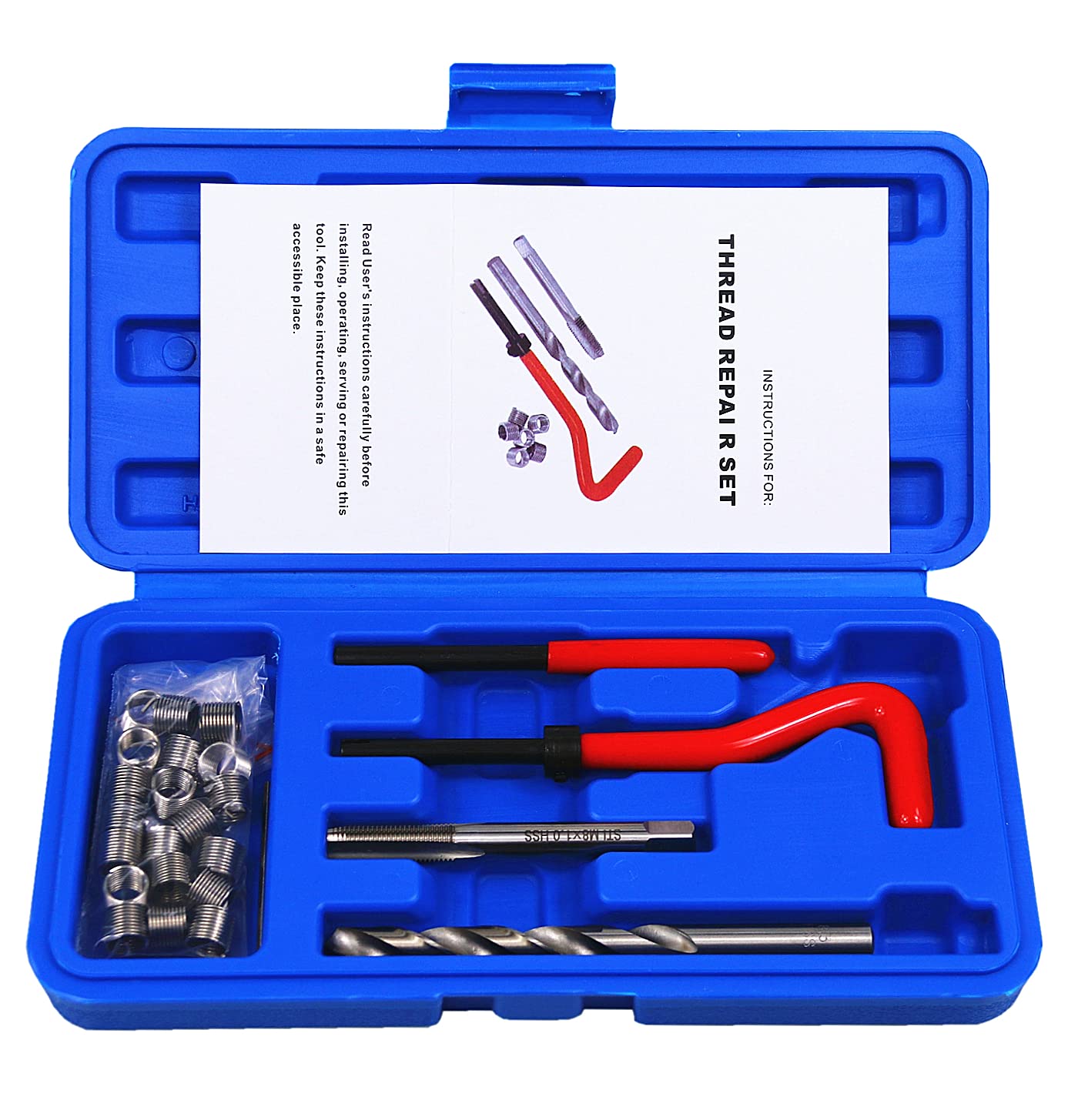 BestsQ 25 Stück Gewindereparatursatz Bohrer Helicoil Repair Kit Kompatibel Handwerkzeug Set für Auto Reparatur Größe:M8X1.0 von BestsQ