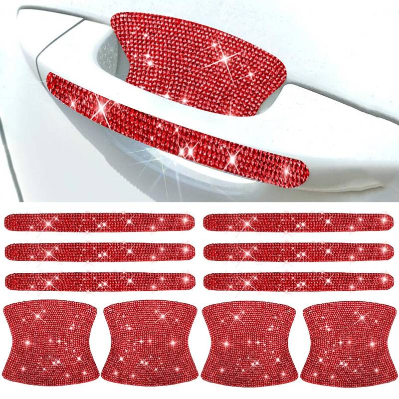 BetterJonny 10PCS Auto Türgriff Schutzfolie, Auto Türgriff Lack Kratzschutz Aufkleber Kristall Anti Scratch Car Door Handle Stickers Universelle Lackschutzfolie für Griffmulden/Griffschalen, Rot von BetterJonny