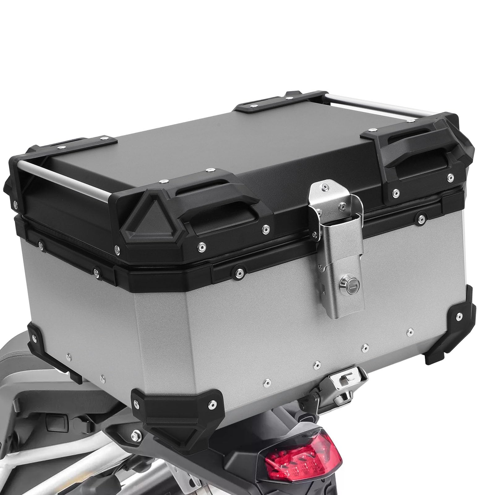 Bewinner 32L Topcase Motorrad mit Sicherheitsschloss, Schnellverschluss Motorradkoffer, Wasserabweisendes Motorrad Topcase aus Aluminiumlegierung, Universell Passende Motorrad Hecktasche von Bewinner